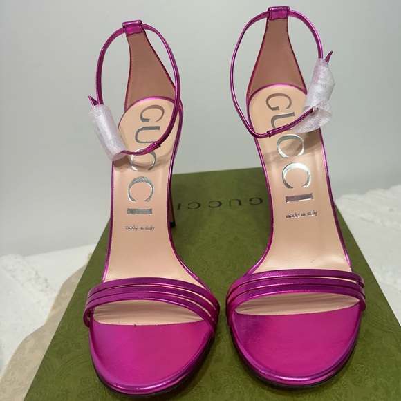 Gucci Heels Sandal Fuchsia Leather π Size 39 - Picture 2 of 12